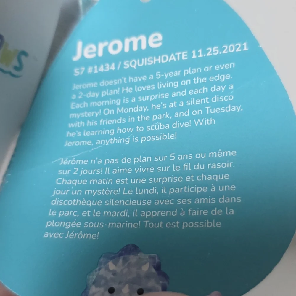 Squishmallow Jerome Blue Tie Dye Triceratops Dinosaur Plush Stuffed Animal NWT